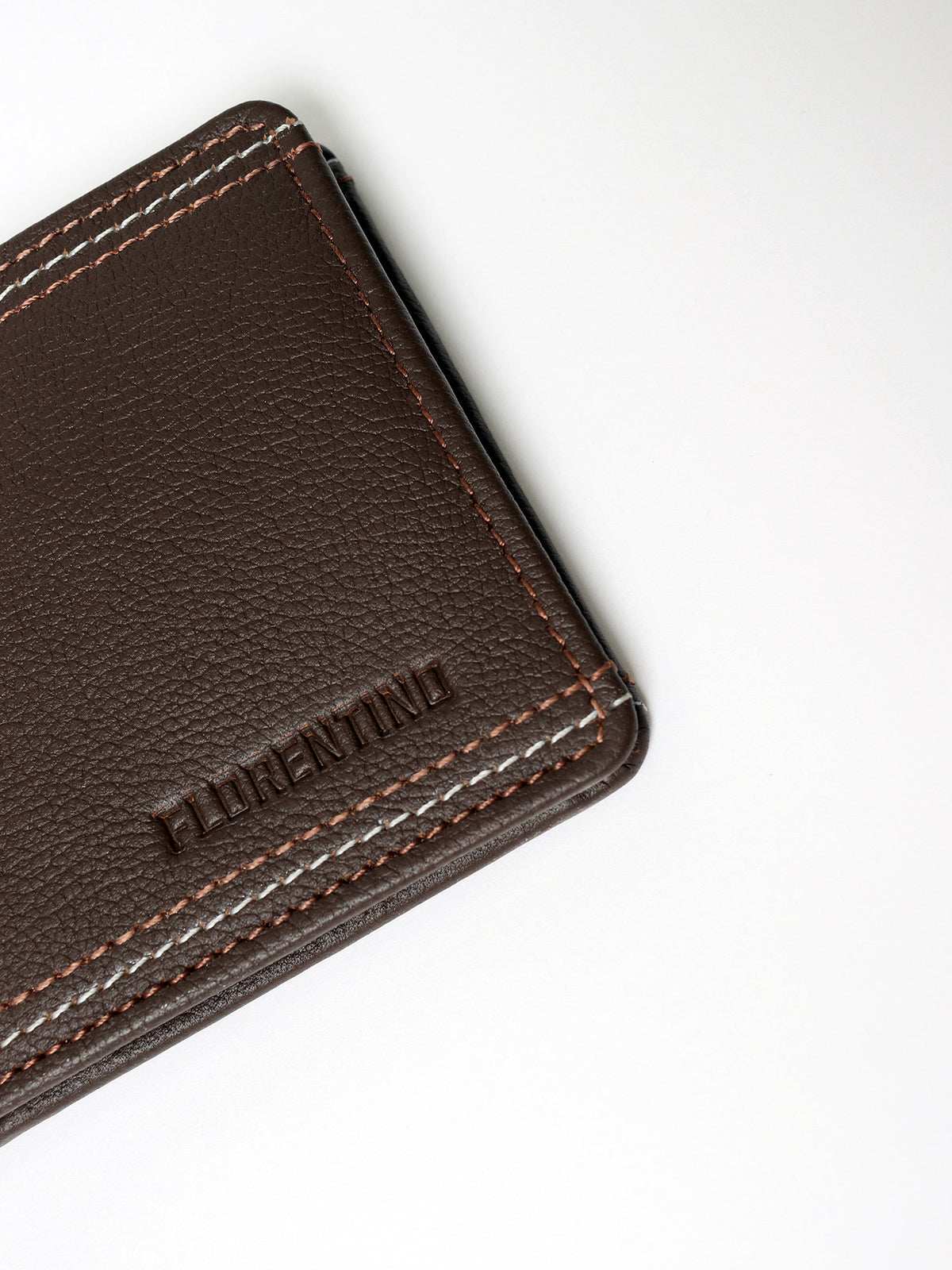 Leather Wallet with Topstitch Detailing