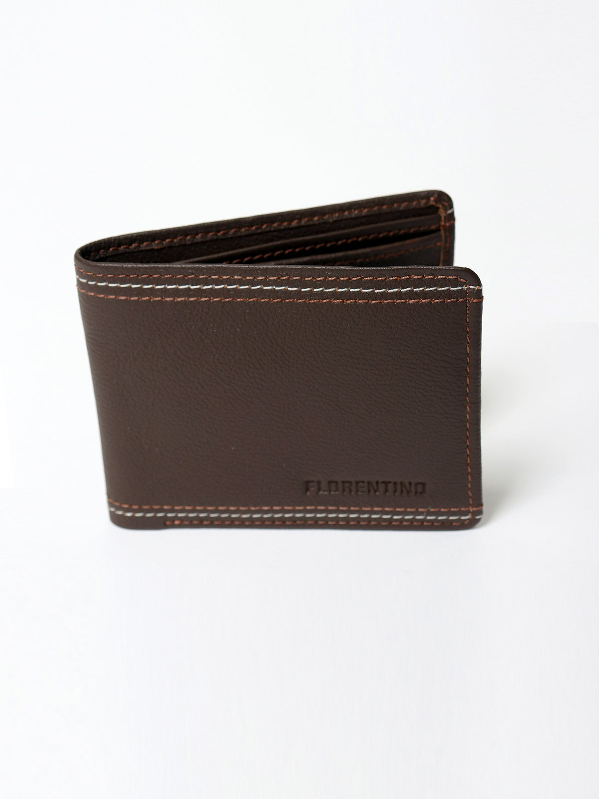 Leather Wallet with Topstitch Detailing