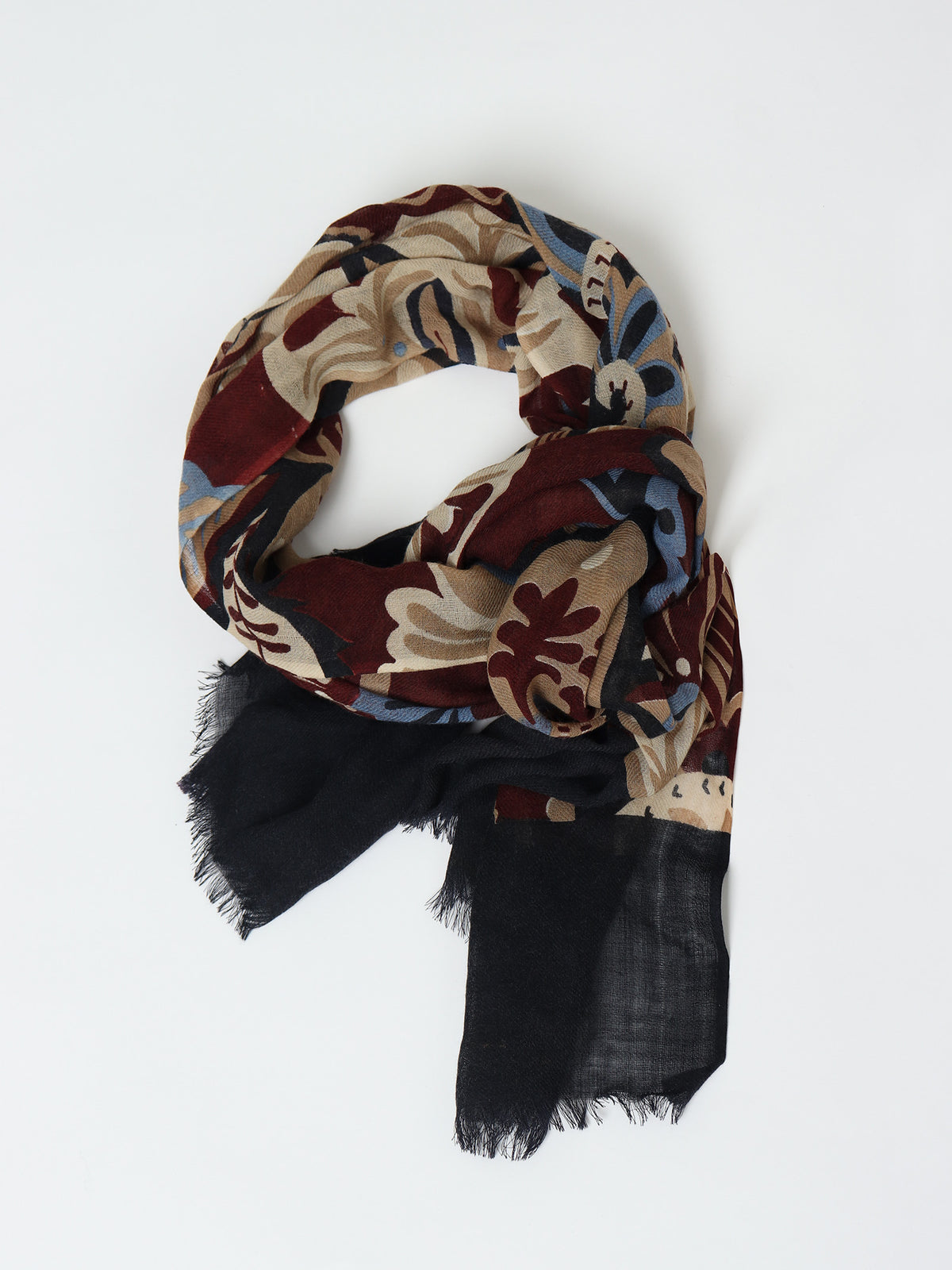 Floral print wool scarf