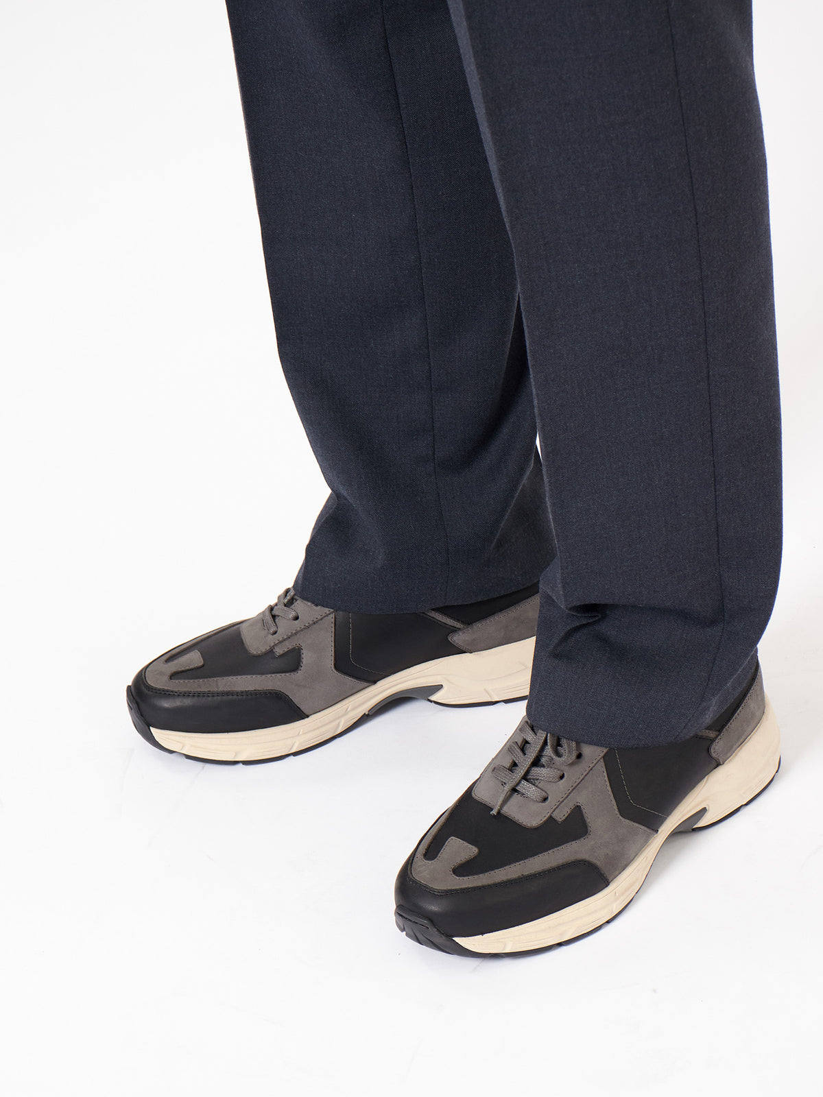 Zapatillas piel combinada