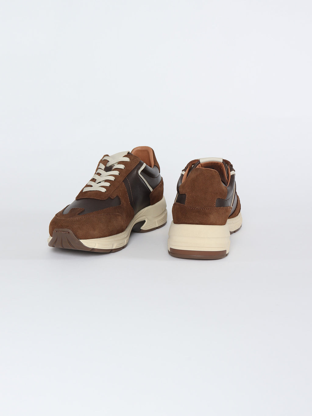 Zapatillas combinadas piel y serraje