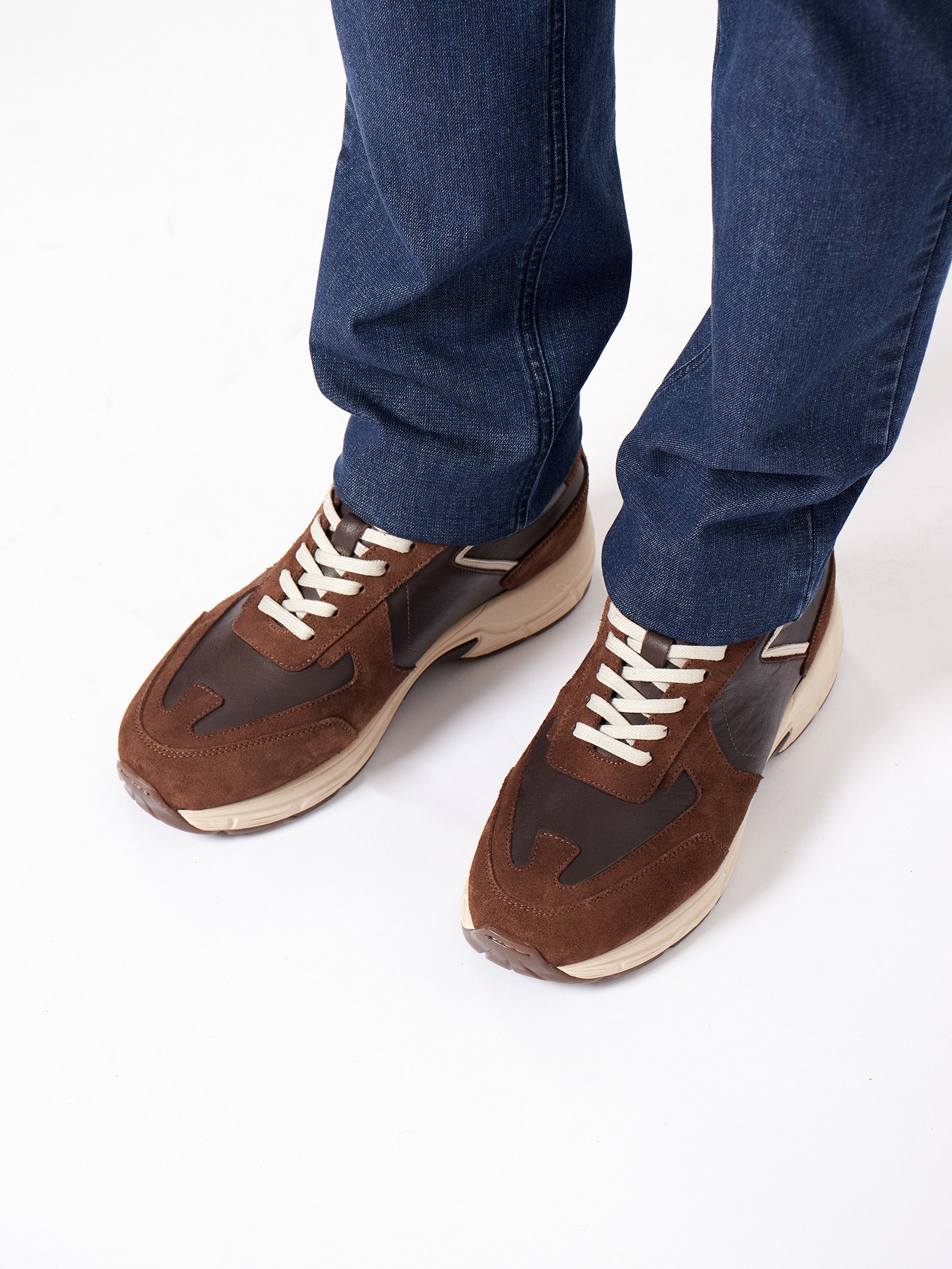 Zapatillas combinadas piel y serraje