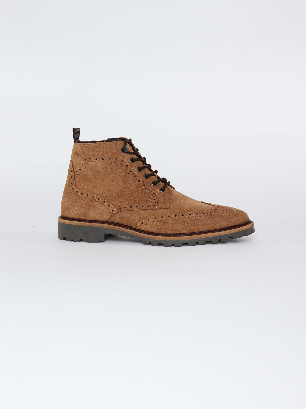 Suede Brogue boots with track sole