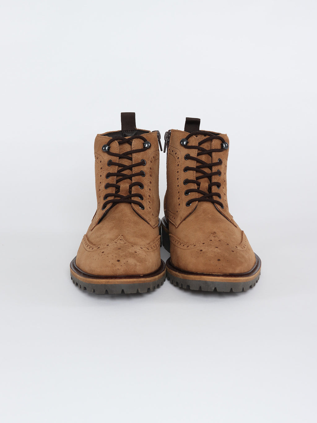 Suede Brogue boots with track sole