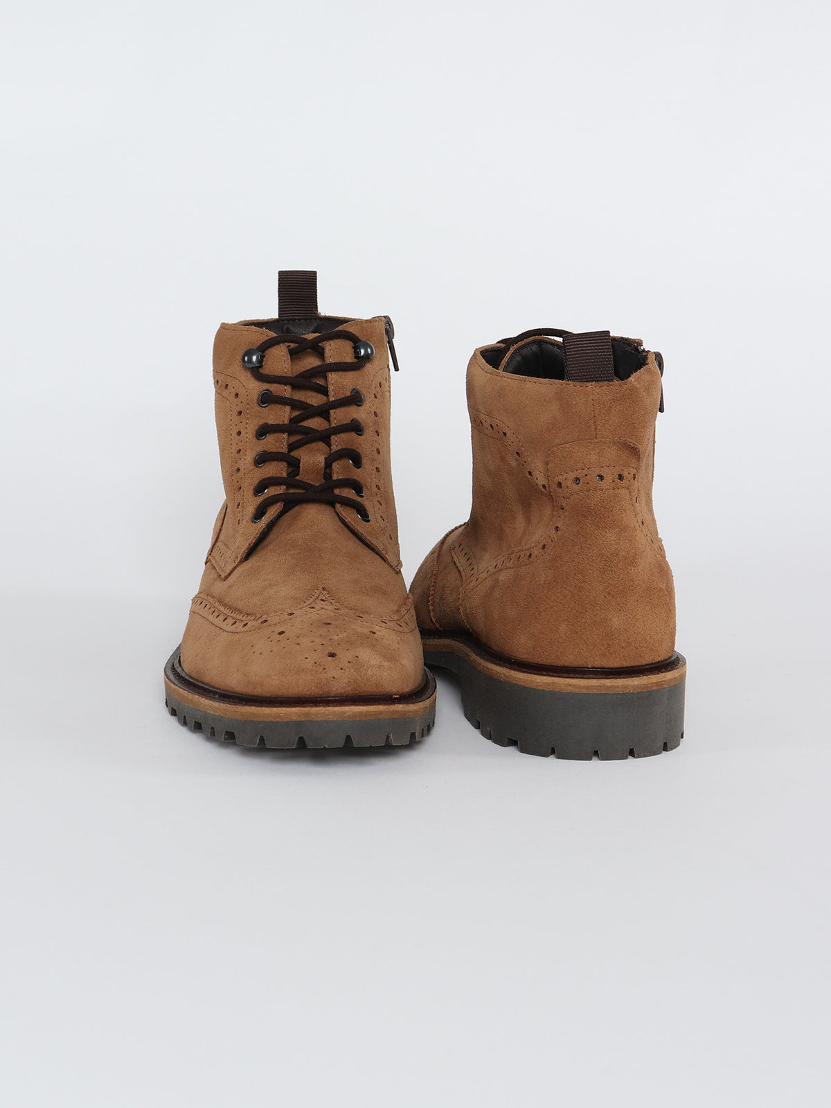 Suede Brogue boots with track sole