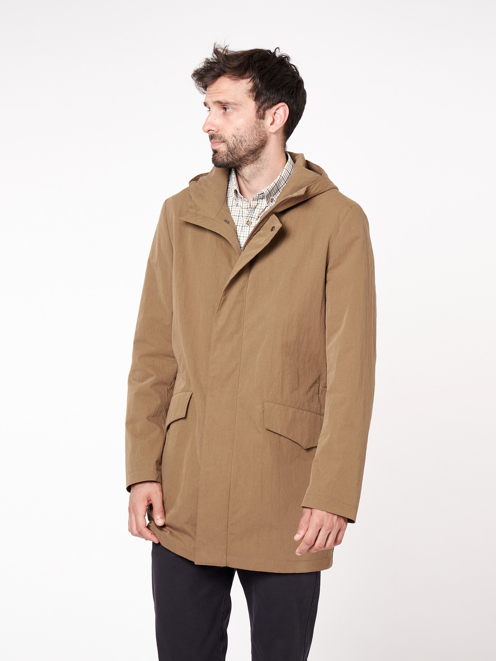 Regular fit hooded trench coat