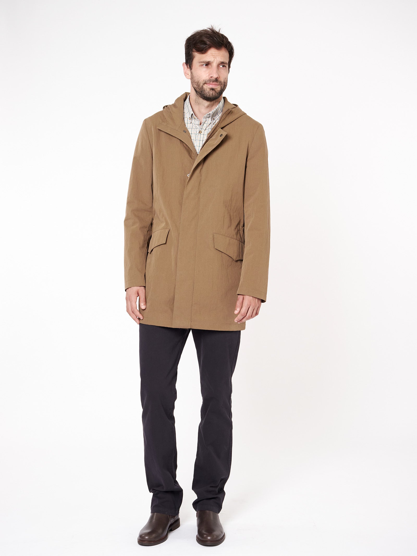 Regular fit hooded trench coat