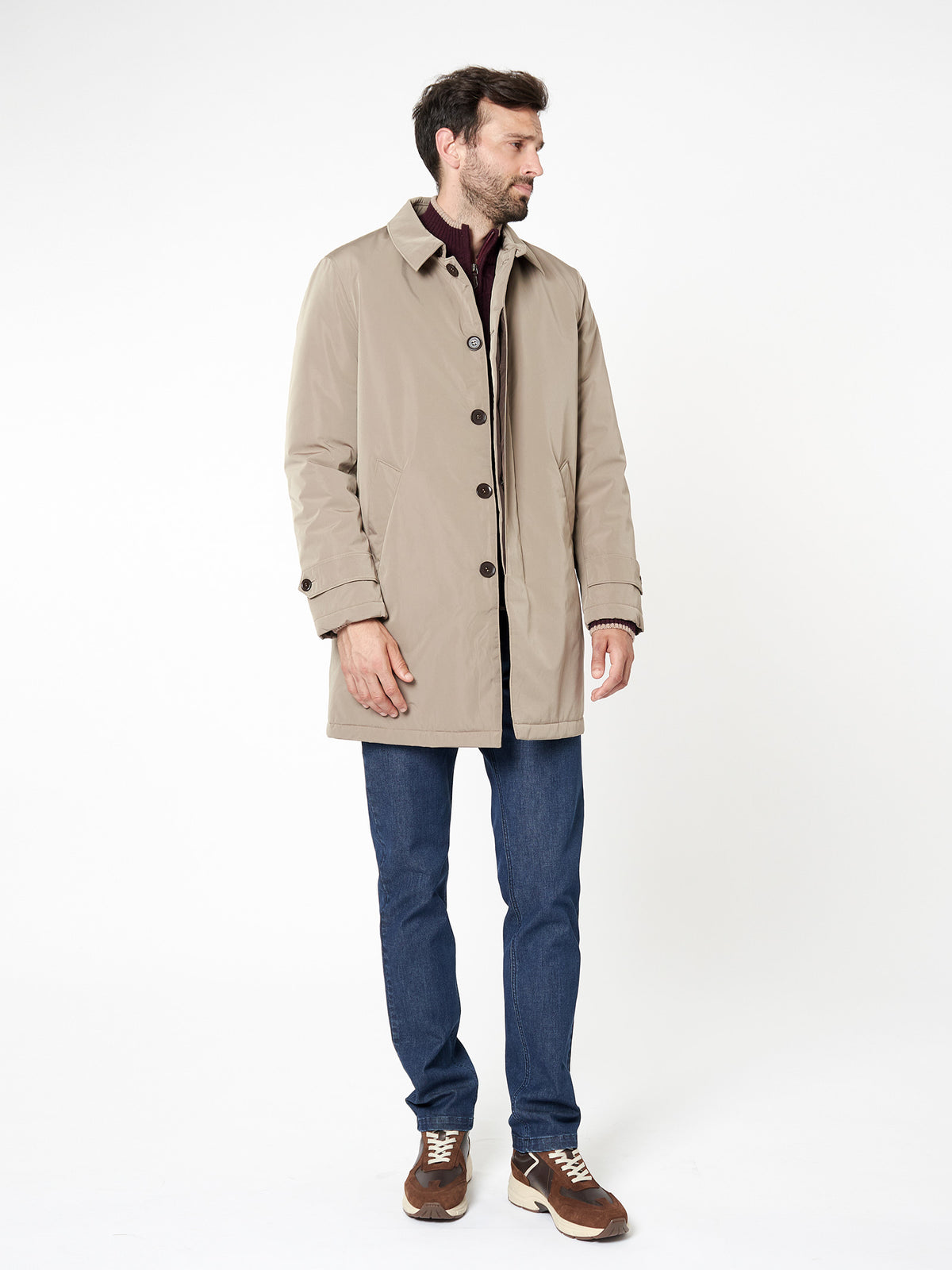 Padded technical raincoat