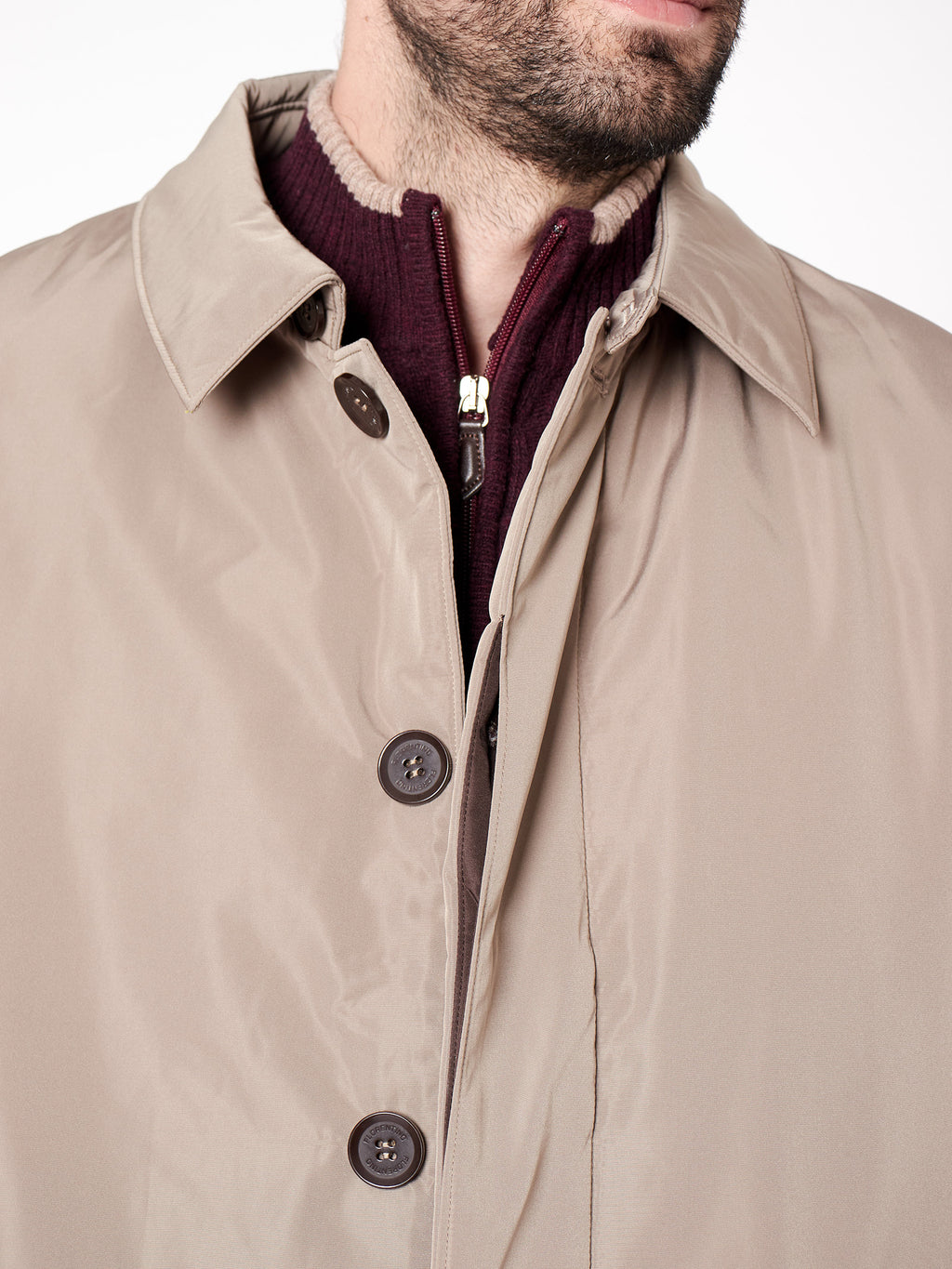 Padded technical raincoat