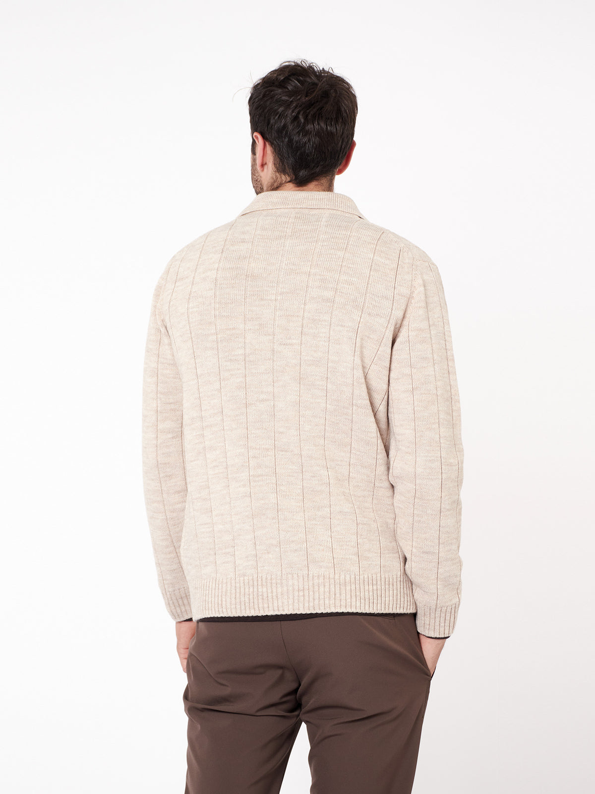 Structured knit zip-up cardigan