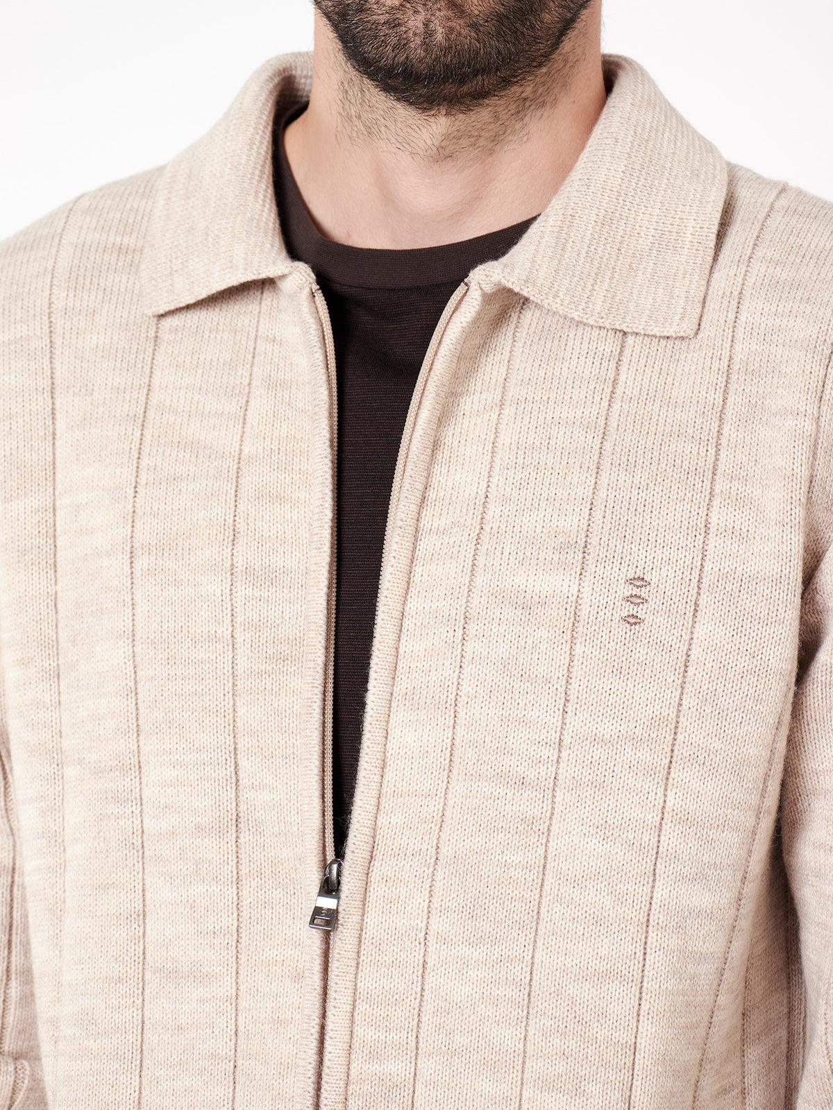 Structured knit zip-up cardigan