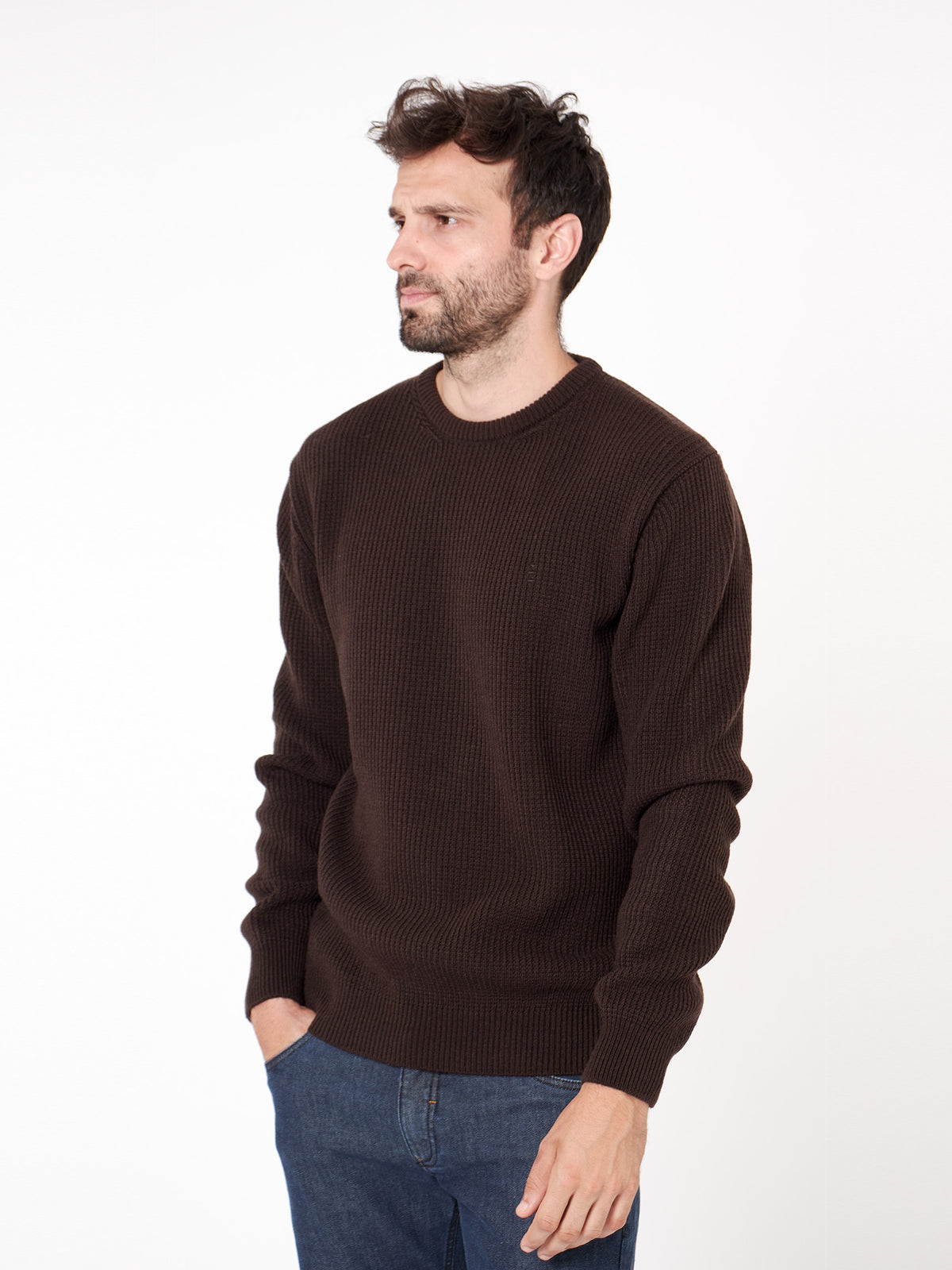 Structured round neck sweater