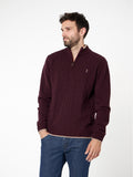 Cable-knit sweater with contrast details