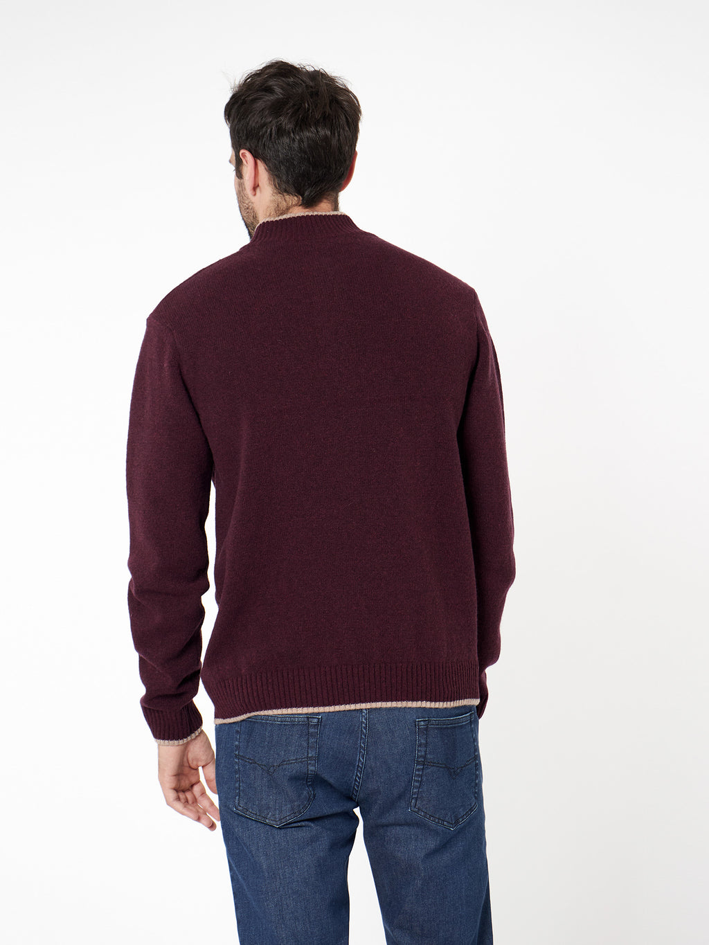 Cable-knit sweater with contrast details