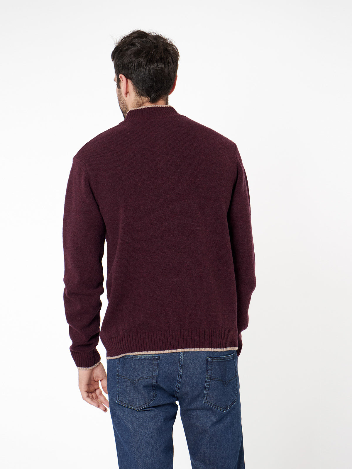 Cable-knit sweater with contrast details