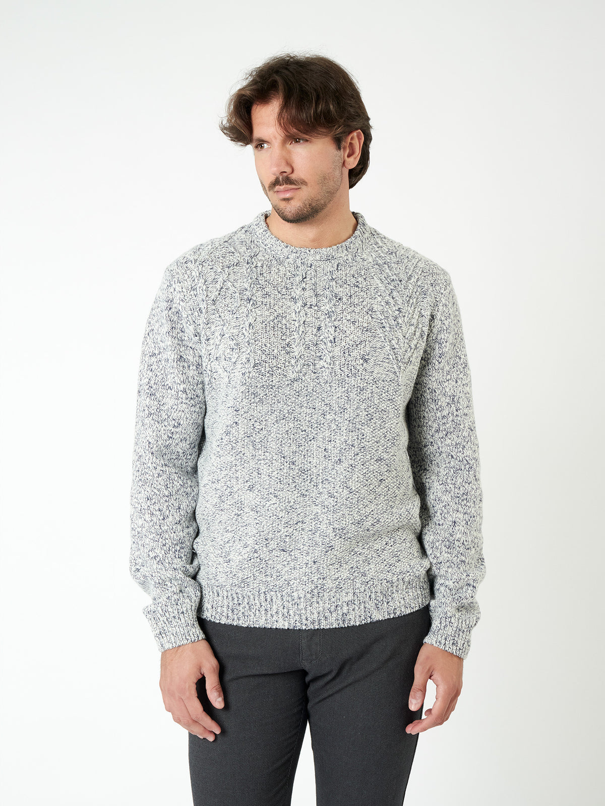 Jersey cuello redondo jaspeado