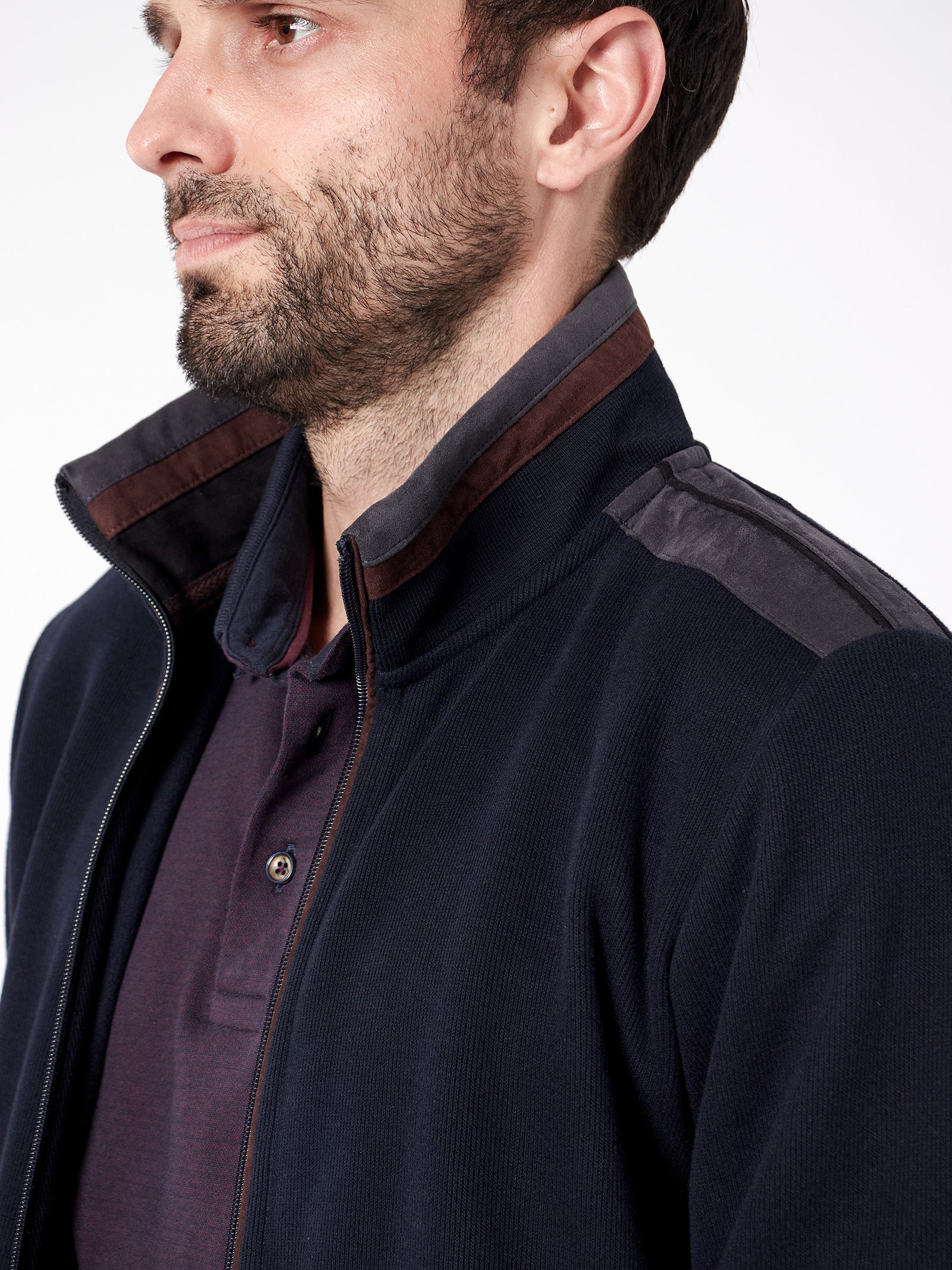 Mixed-media jacket with suede details