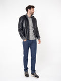Cazadora de piel regular fit