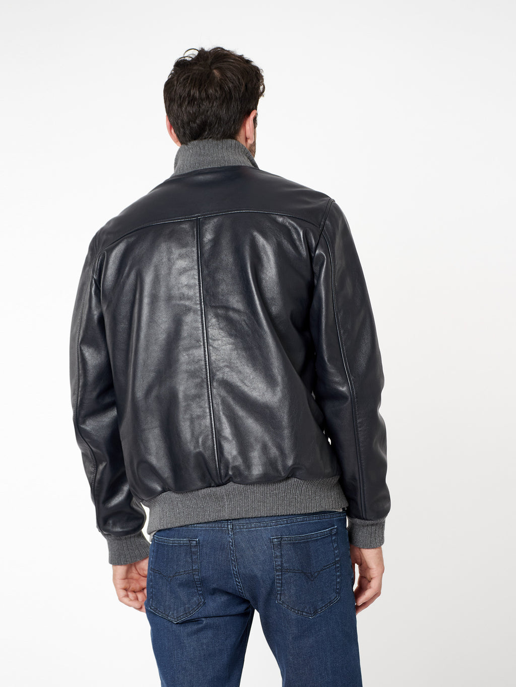 Cazadora de piel regular fit