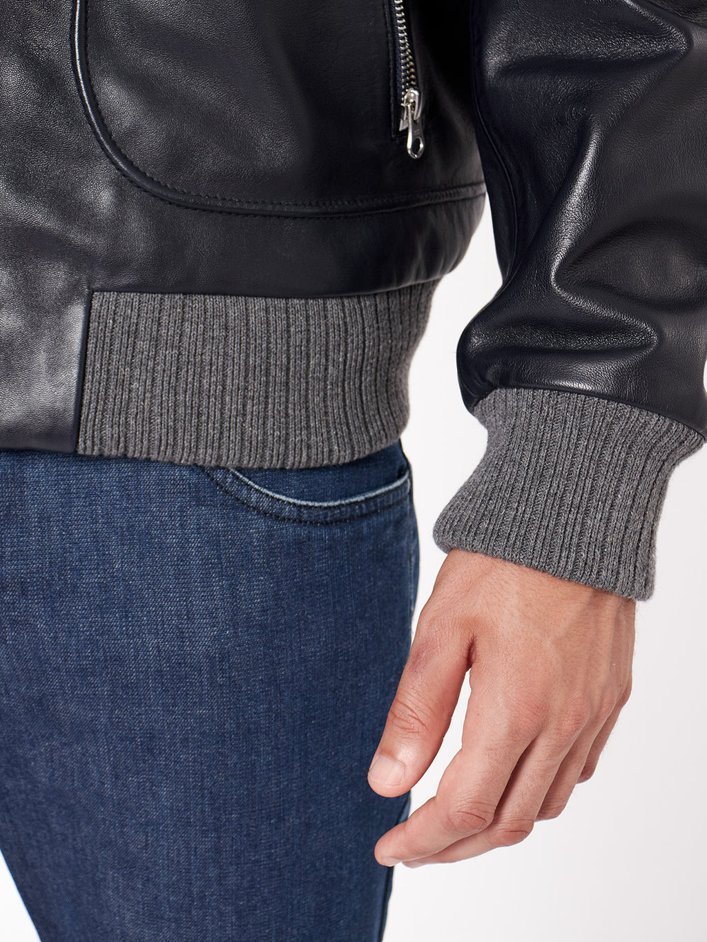 Cazadora de piel regular fit