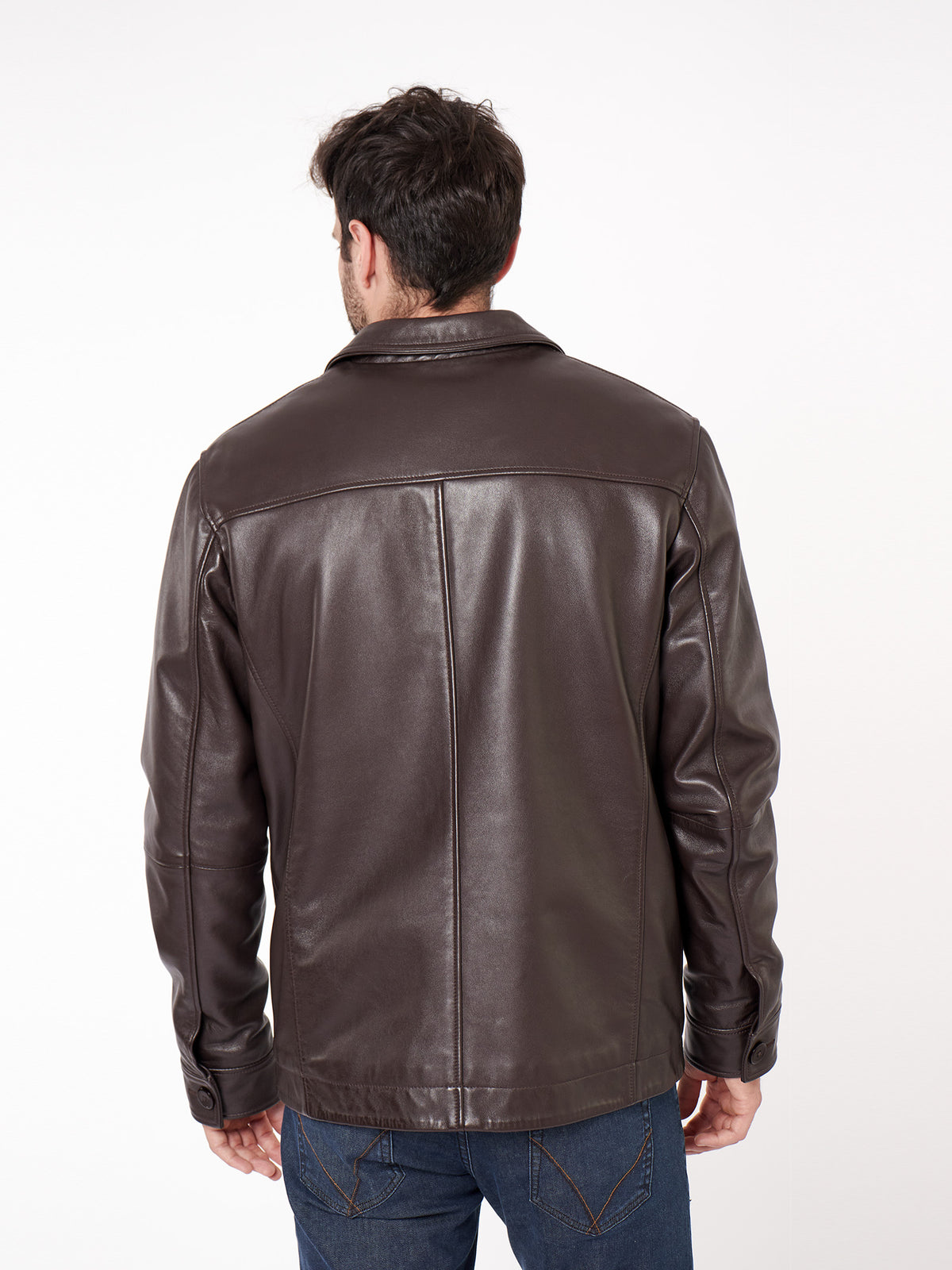 Chaqueta piel detalle bolsillos
