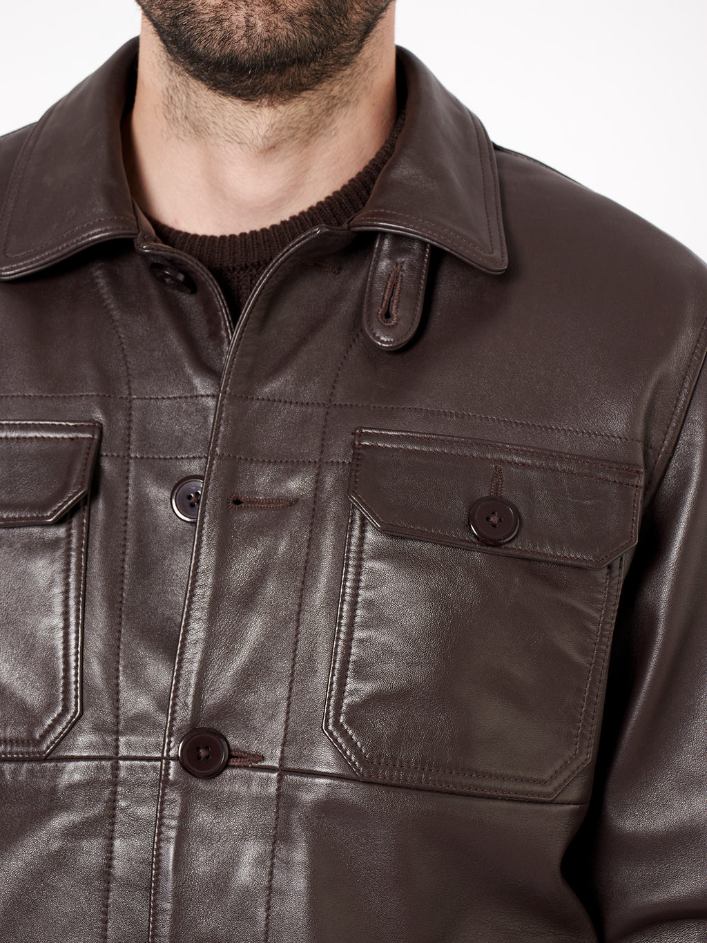 Chaqueta piel detalle bolsillos