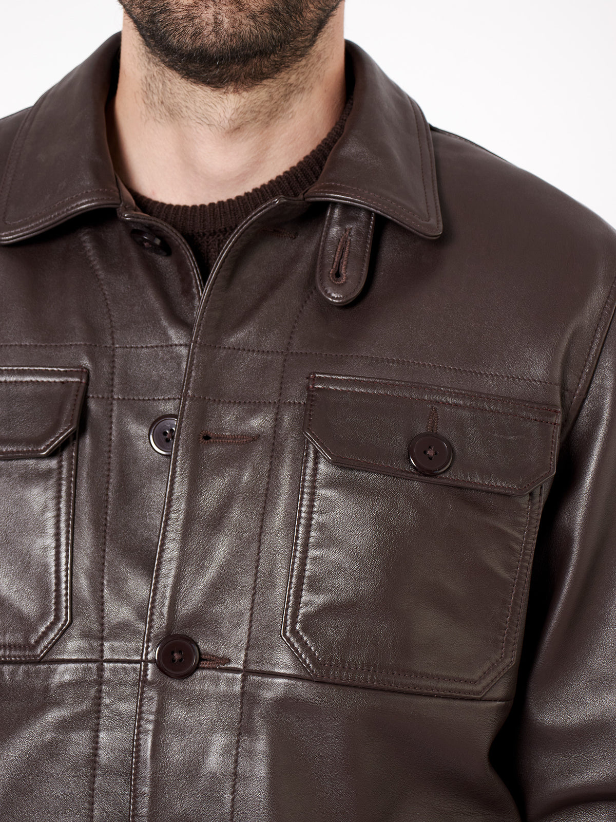 Chaqueta piel detalle bolsillos