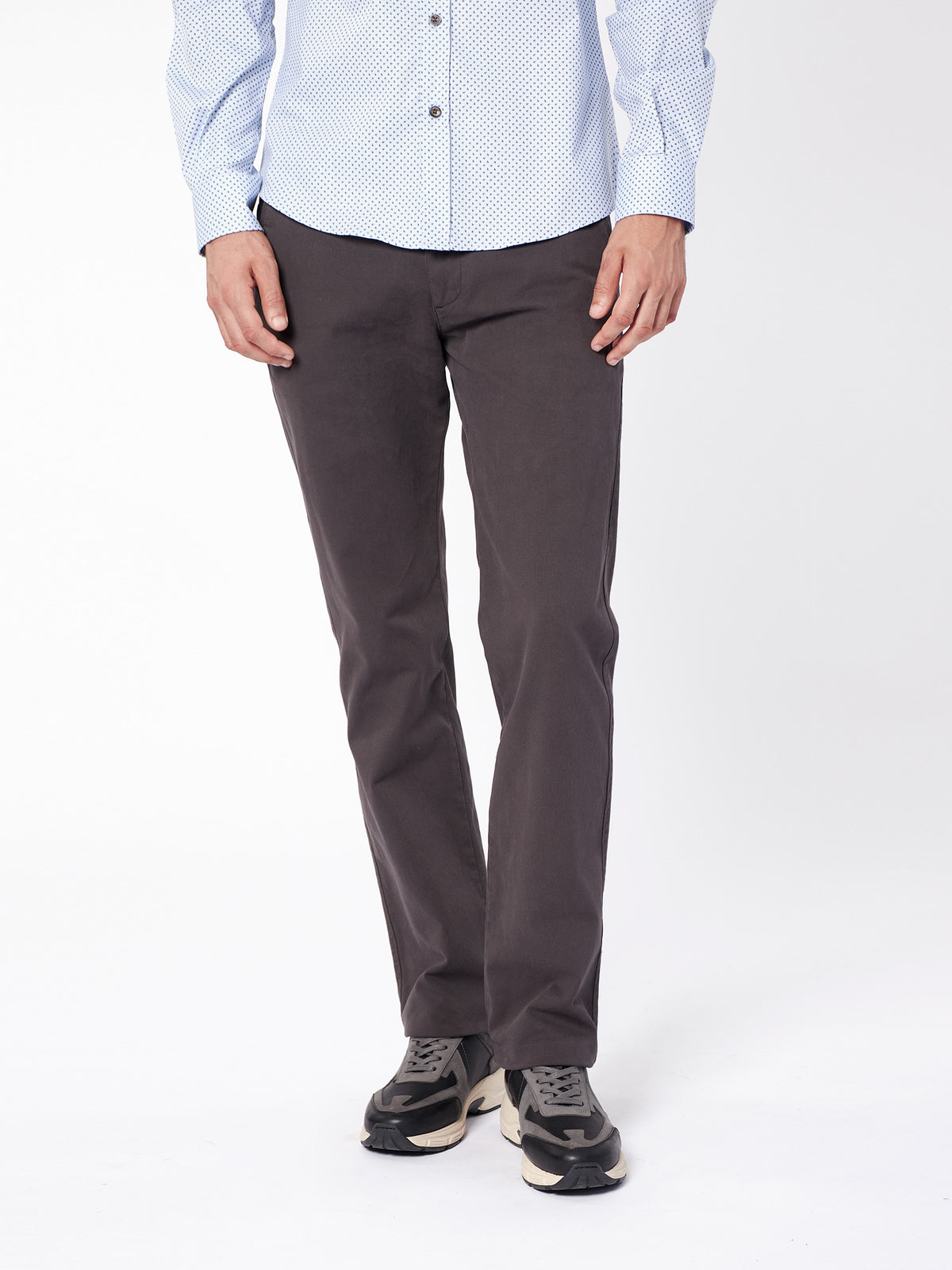 Regular fit micro-pattern chino trousers