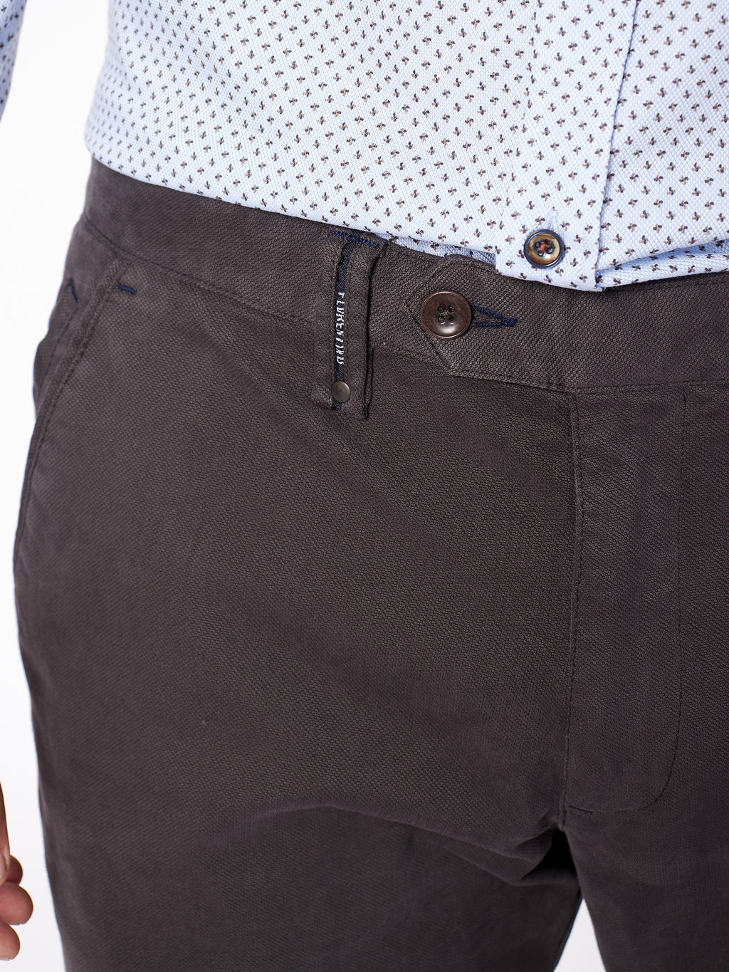 Regular fit micro-pattern chino trousers