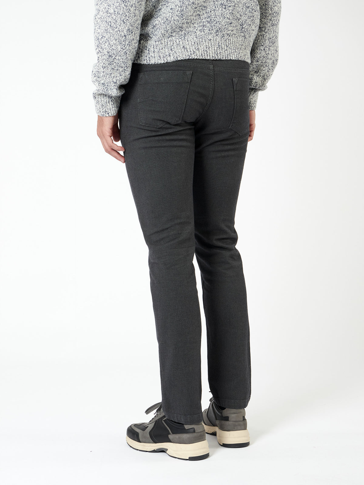Slim fit bicolor denim-style trousers