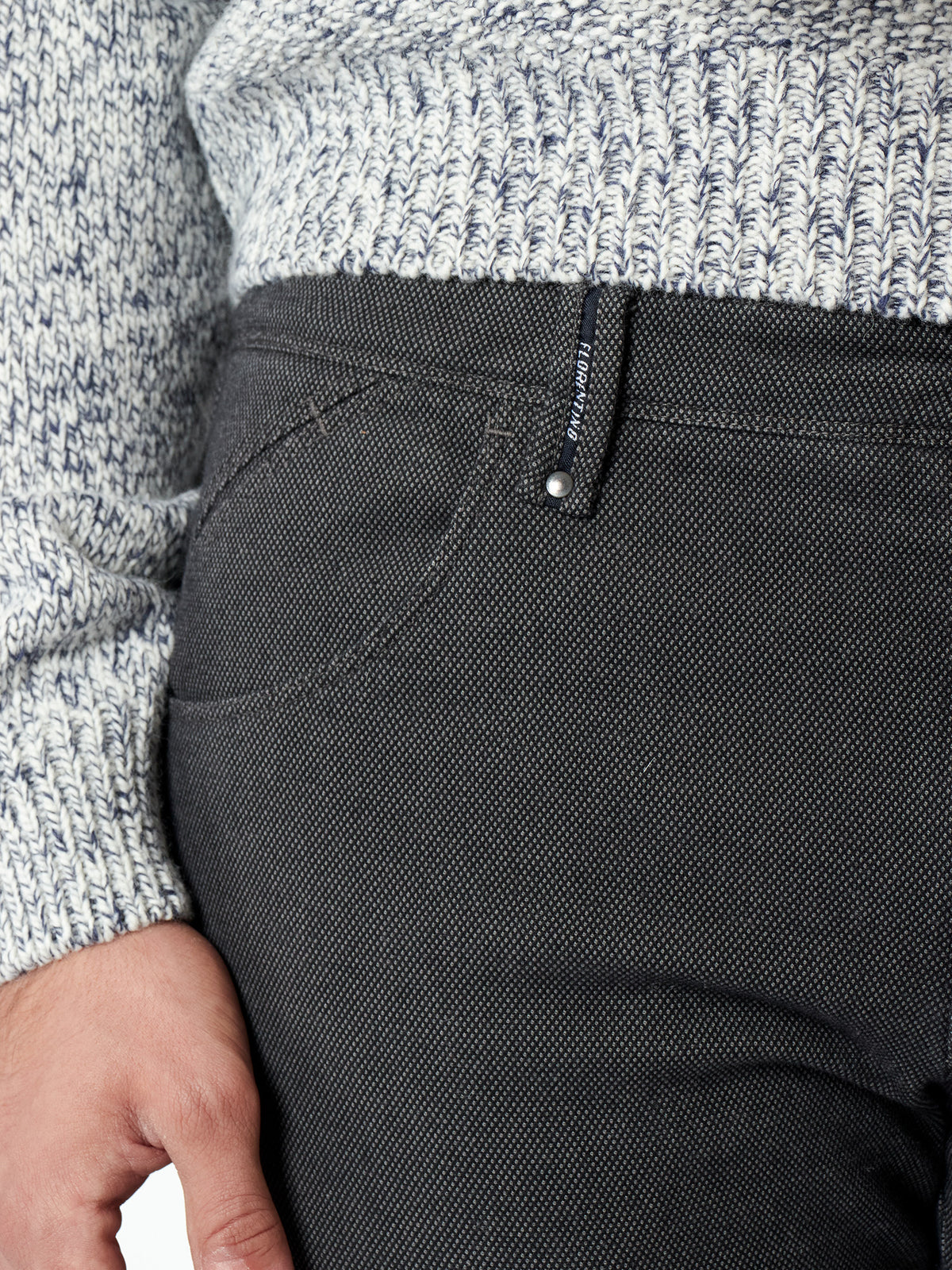 Slim fit bicolor denim-style trousers