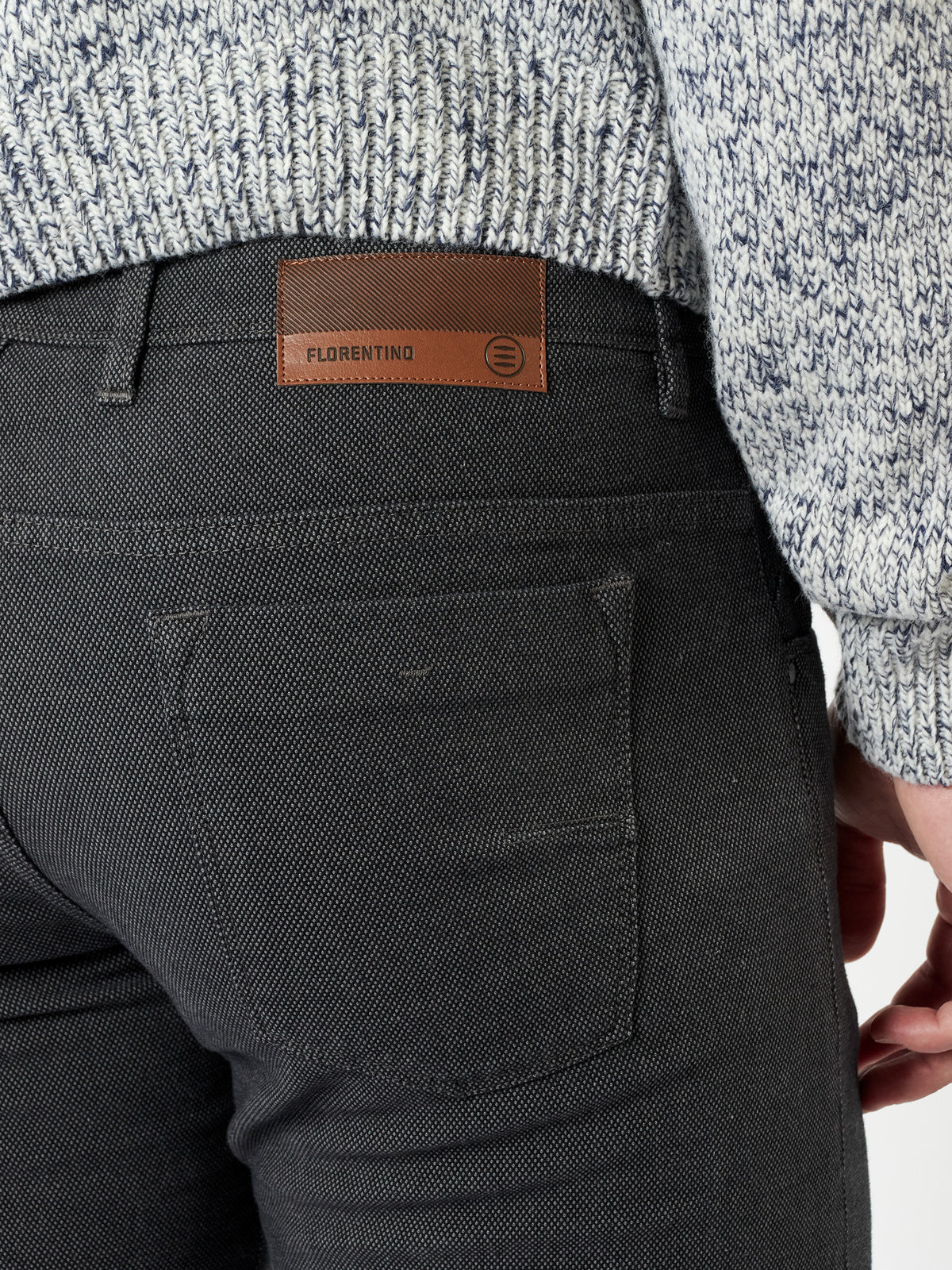 Slim fit bicolor denim-style trousers