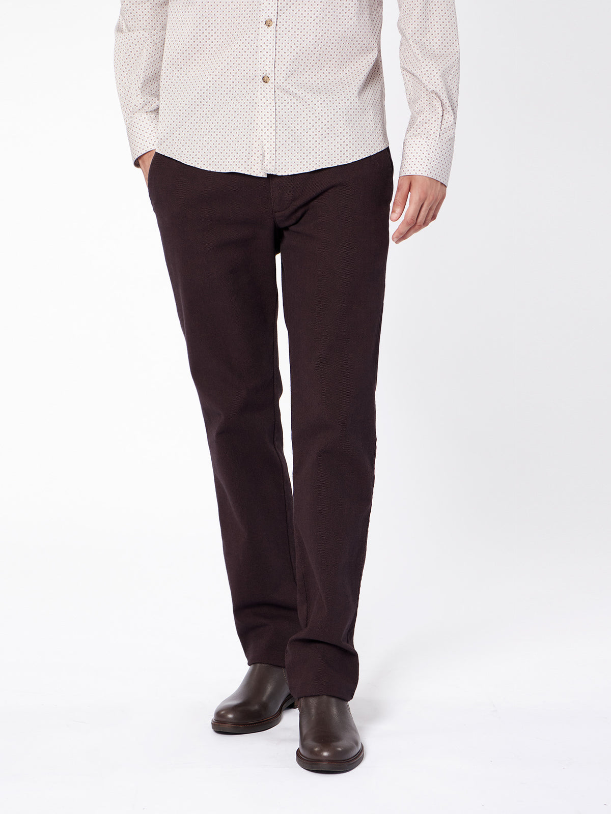 Regular fit structured chino trousers