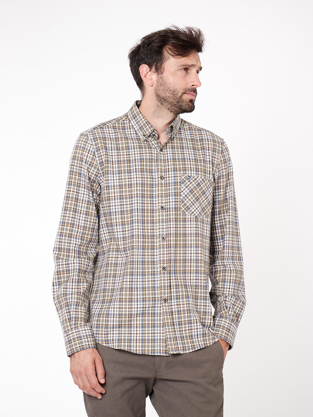 Camisa cuadros estilo franela regular fit
