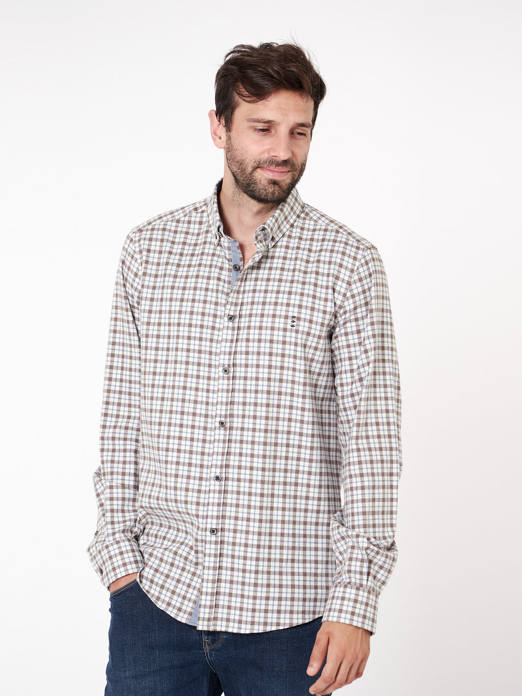Camisa de cuadros con detalles slim fit