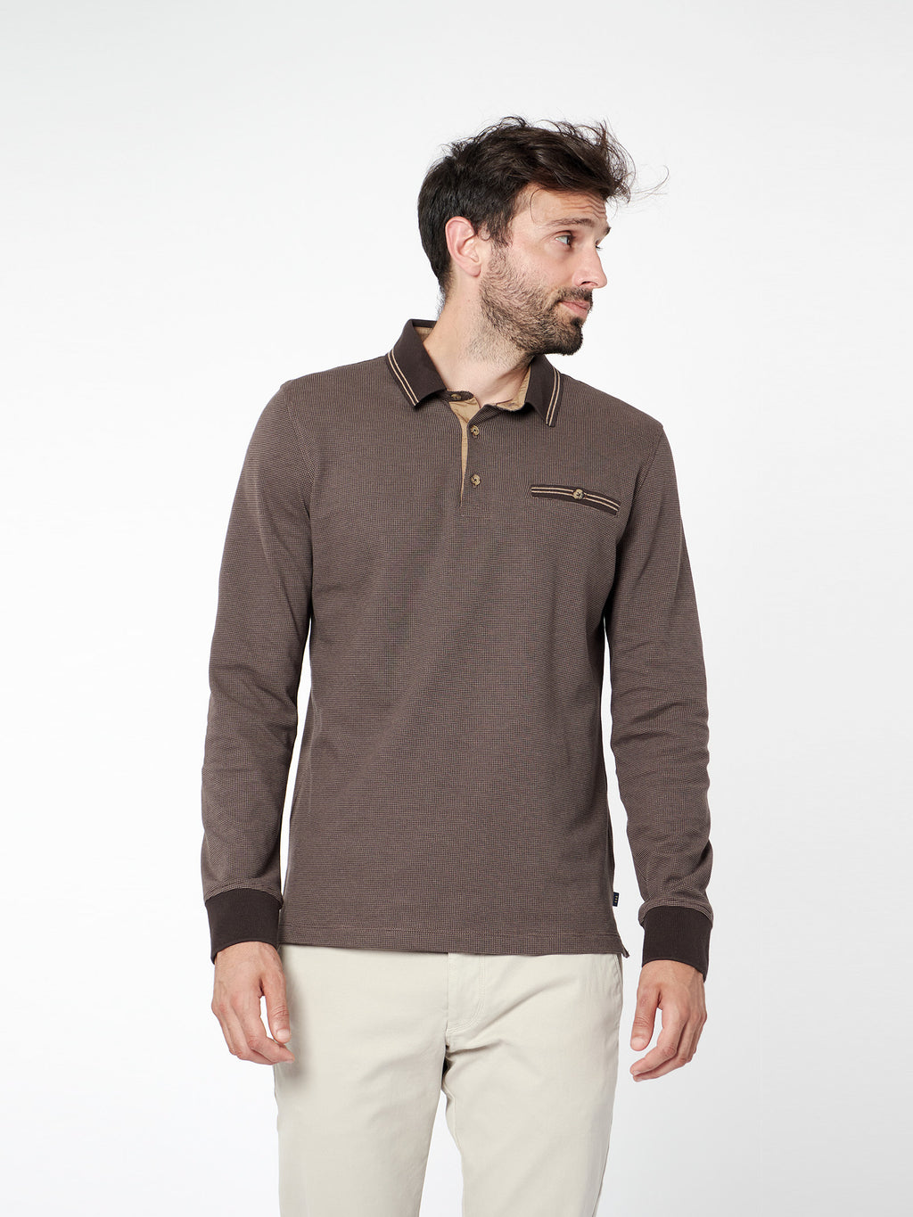 Two-tone jacquard polo shirt