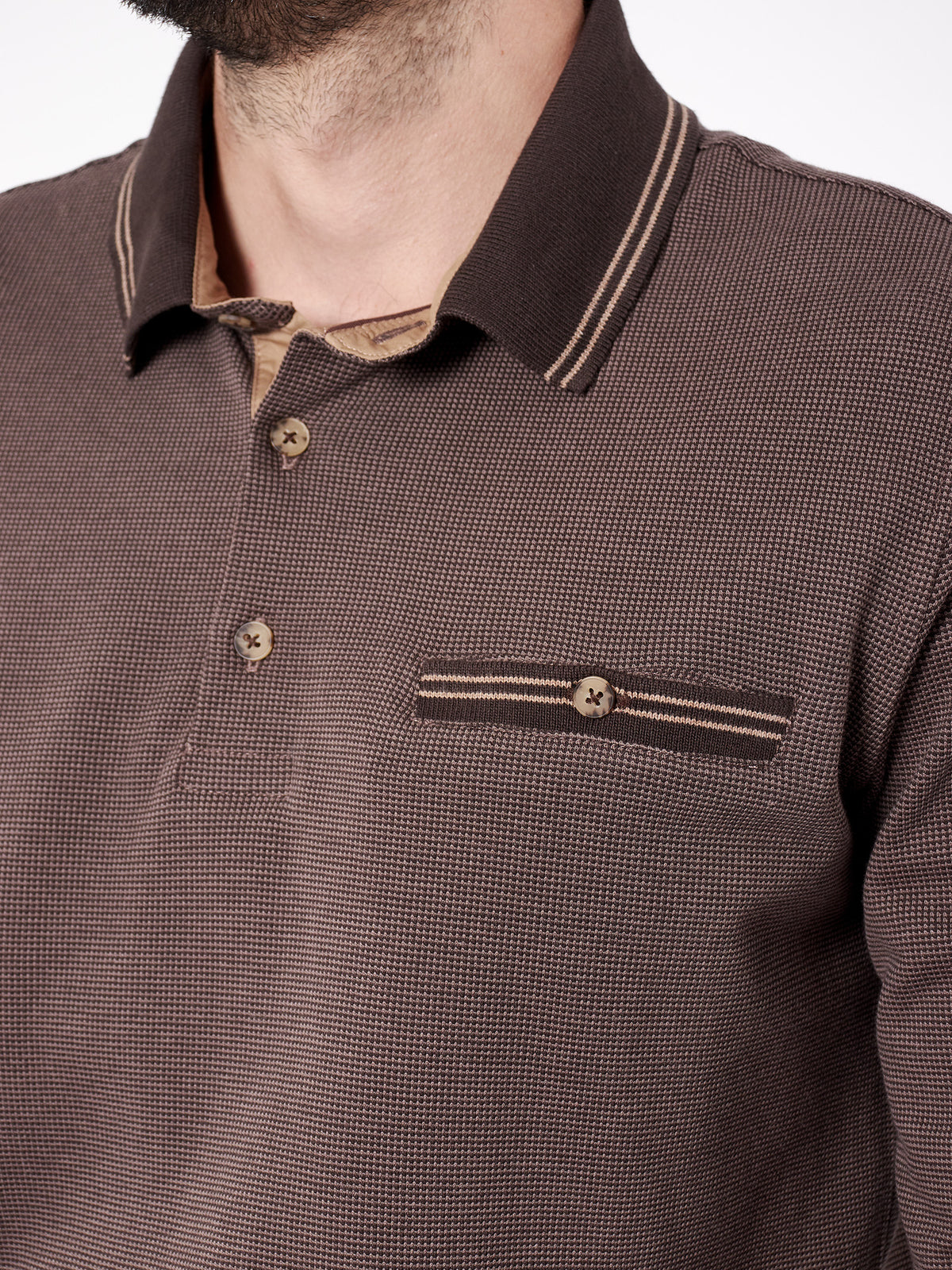 Two-tone jacquard polo shirt