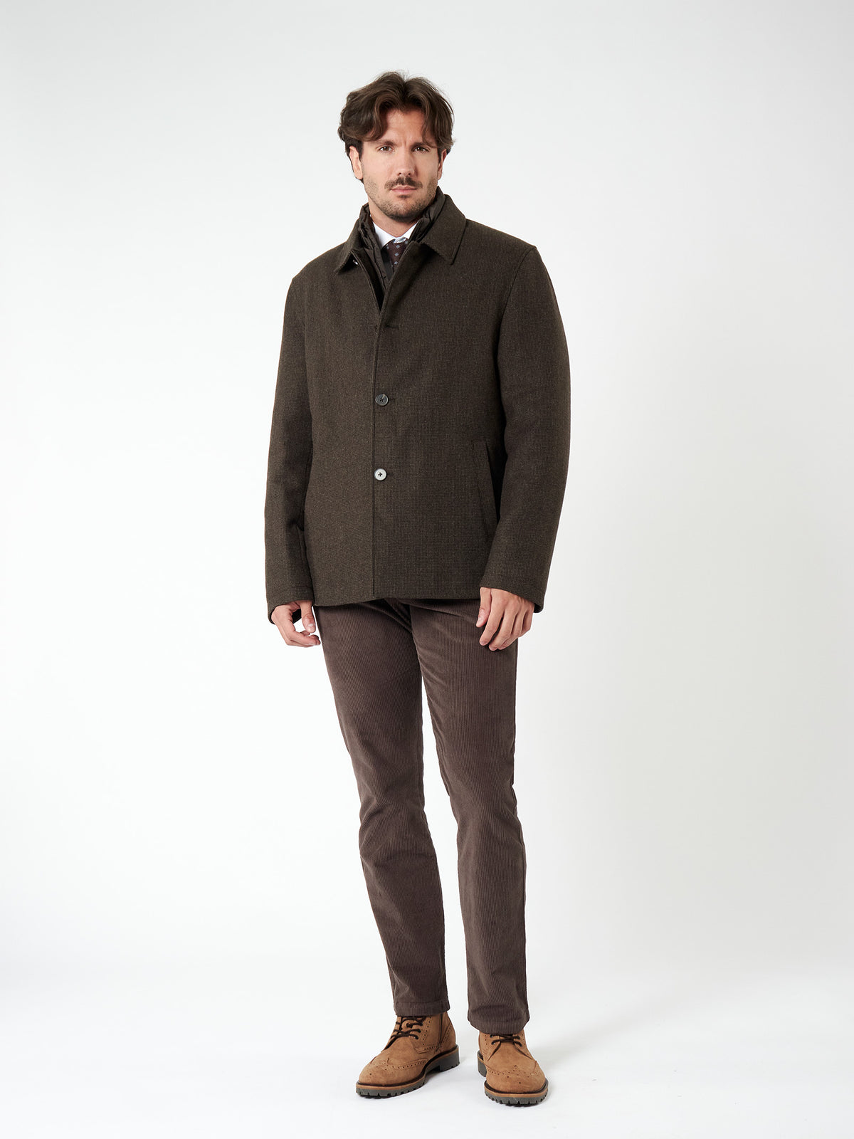 Regular fit overcoat with vest