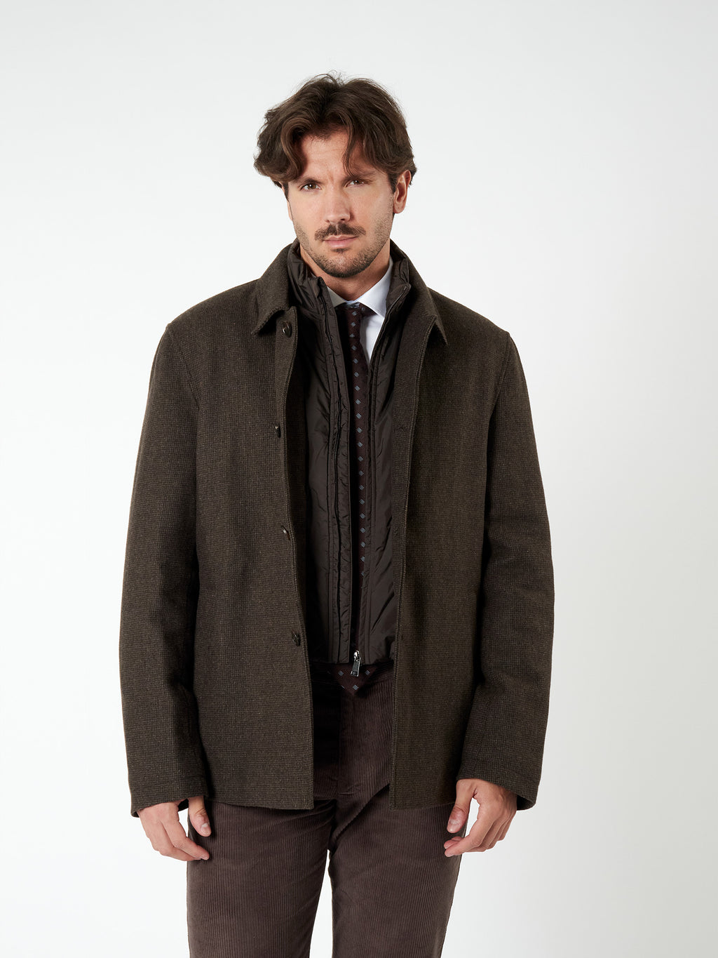 Regular fit overcoat with vest