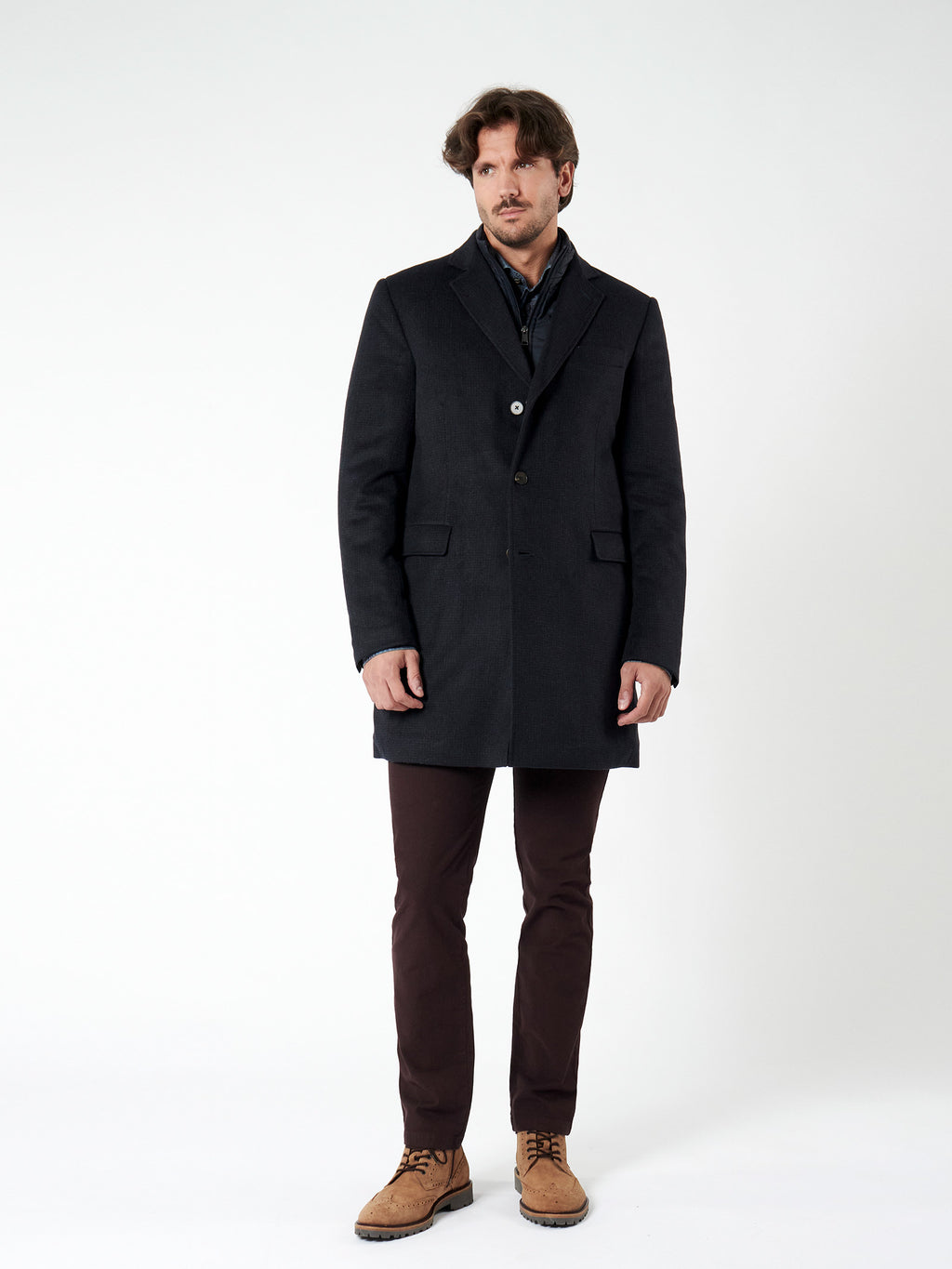 Slim fit overcoat with vest