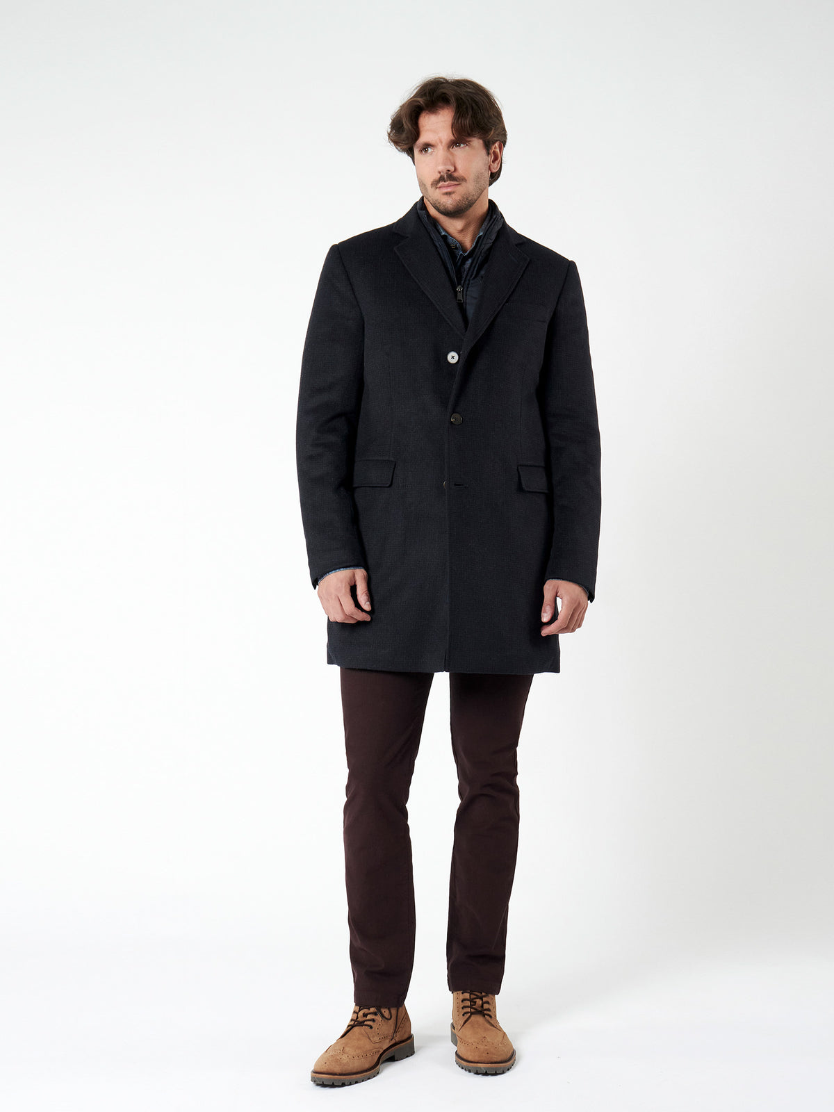 Slim fit overcoat with vest