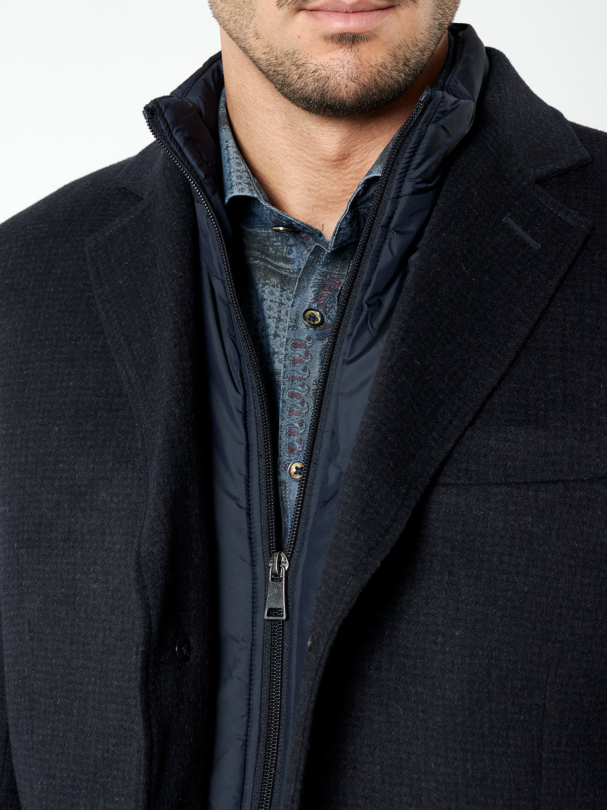 Slim fit overcoat with vest