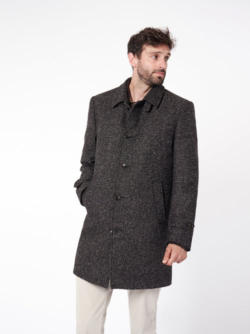 Slim fit bicolor structured overcoat