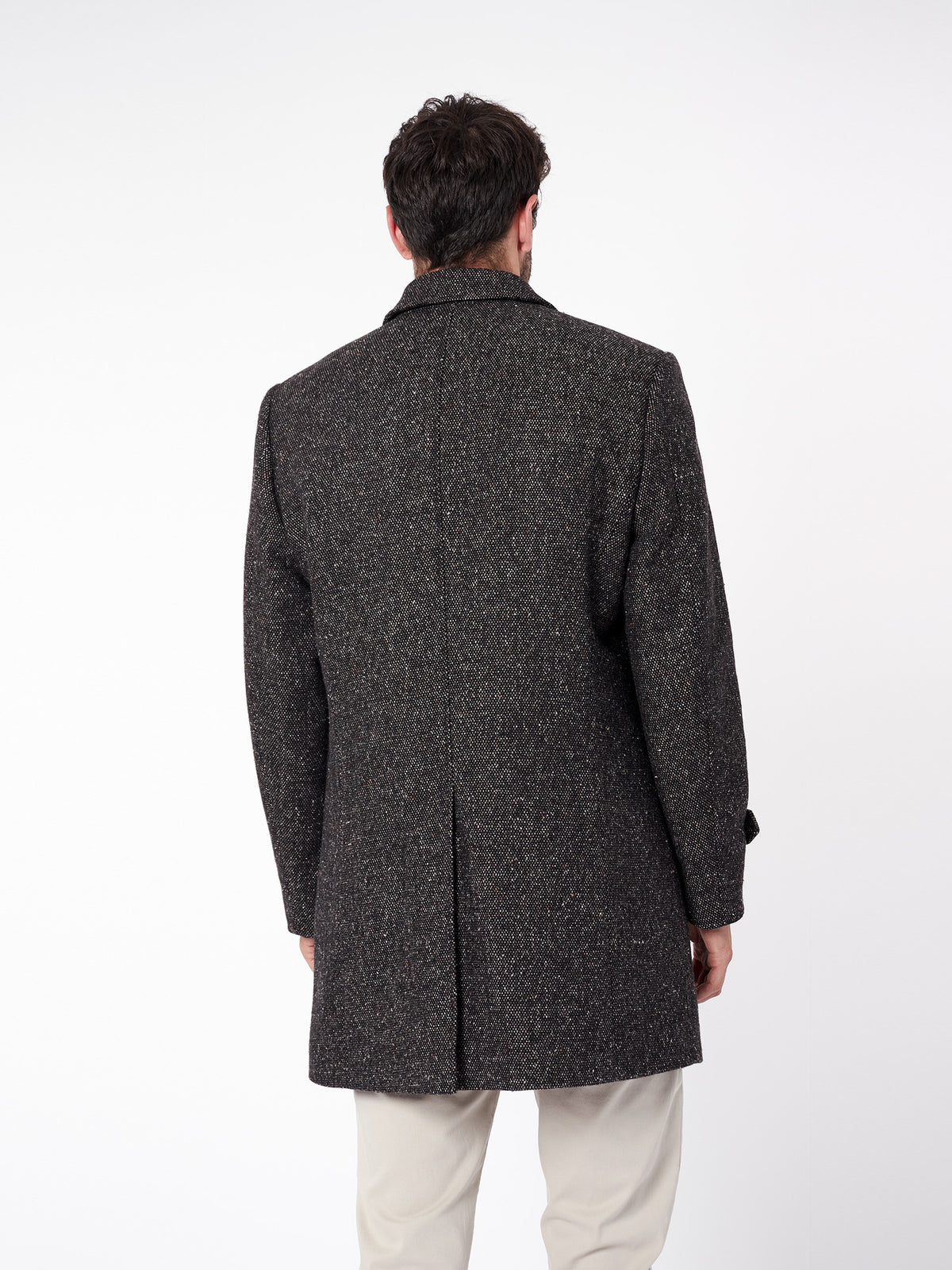 Slim fit bicolor structured overcoat