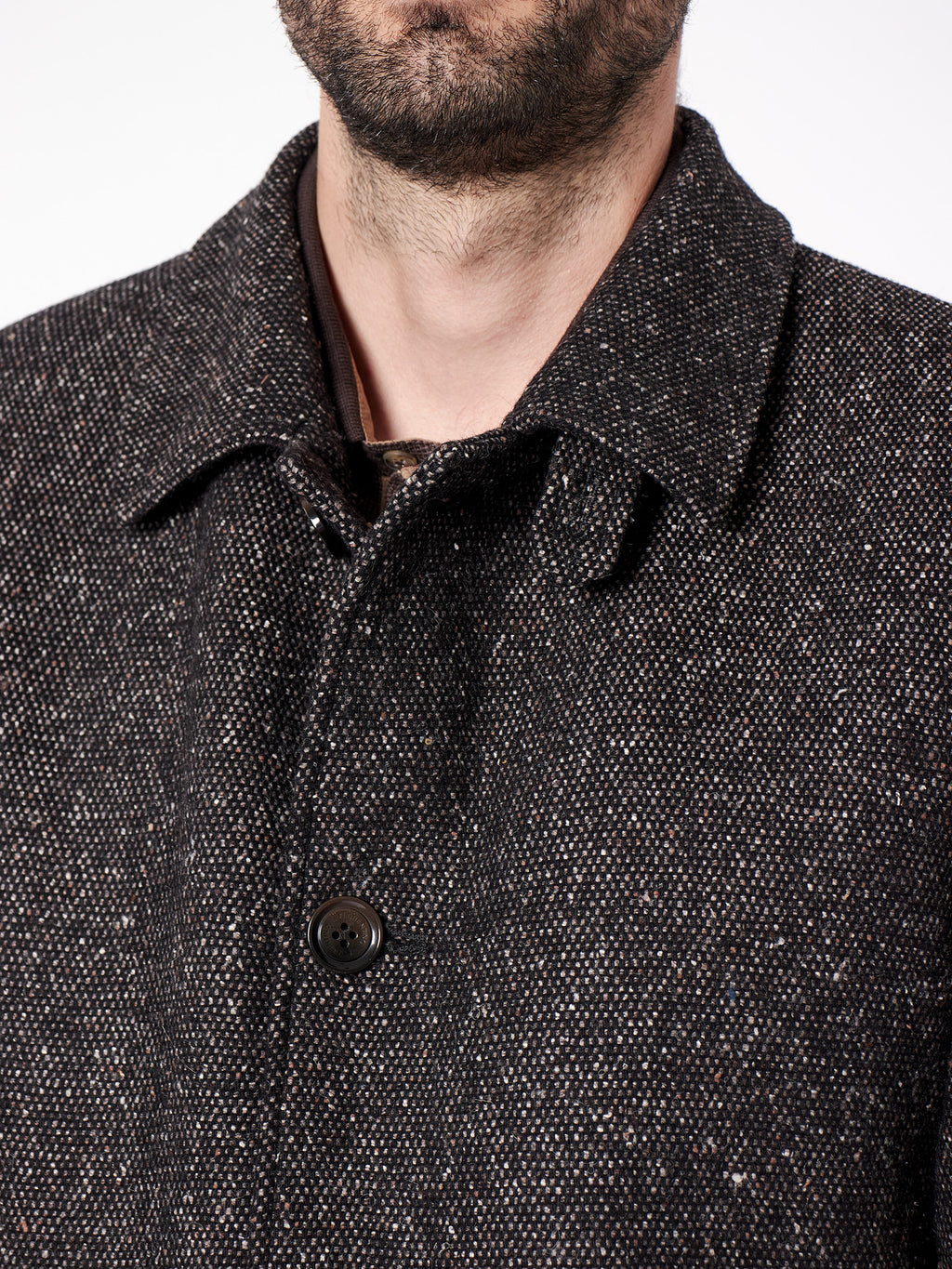 Slim fit bicolor structured overcoat