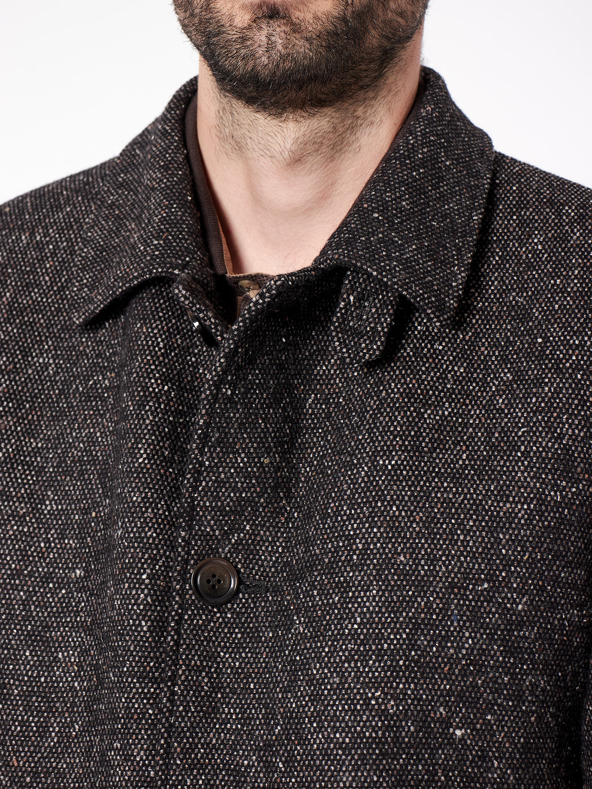 Slim fit bicolor structured overcoat