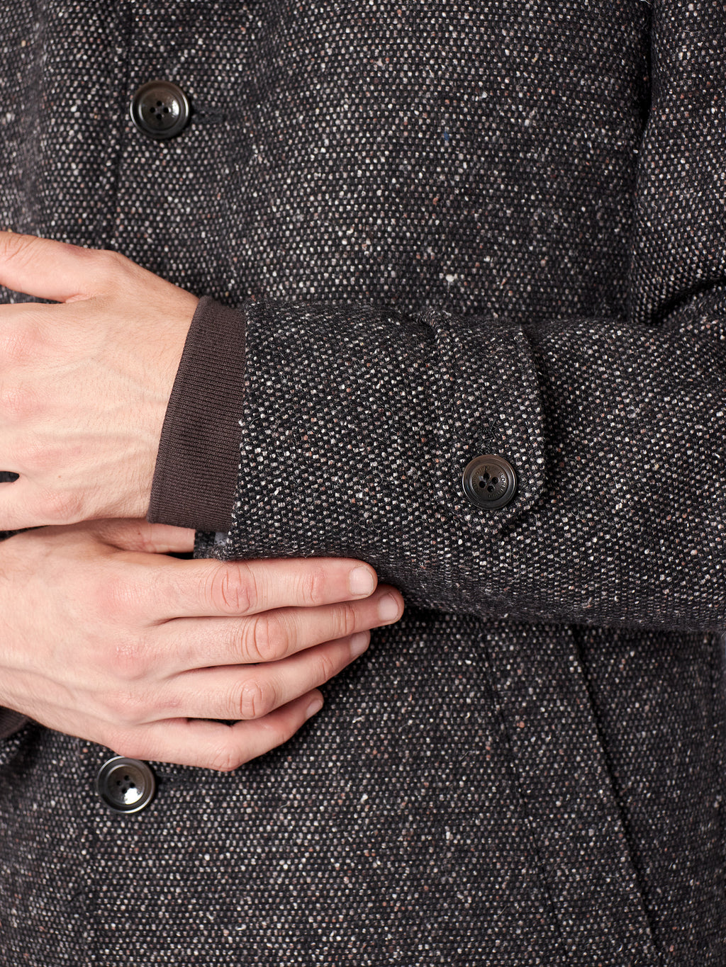 Slim fit bicolor structured overcoat