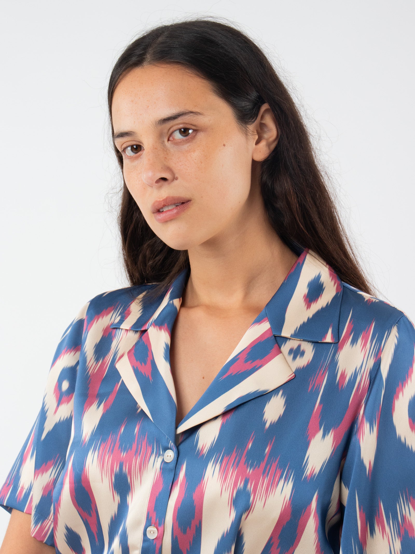 Printed blouse with belt