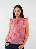 Tie-dye effect blouse with ruffles