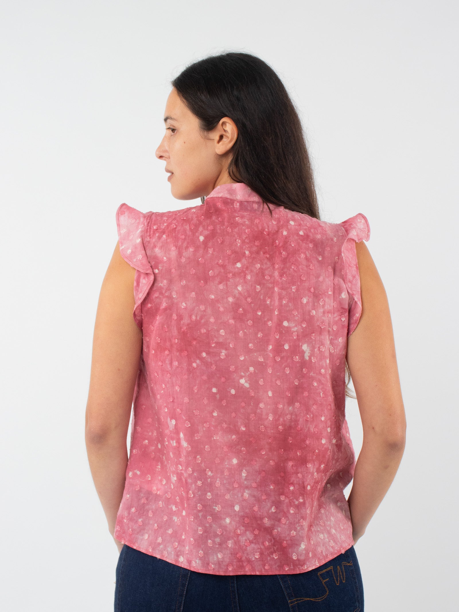 Tie-dye effect blouse with ruffles